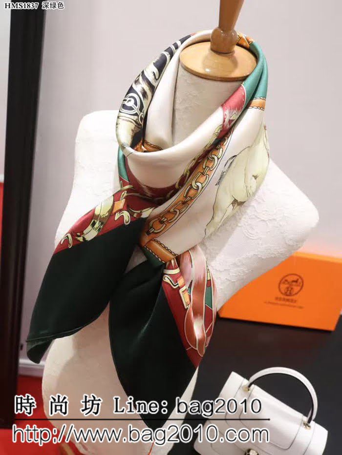 HERMES愛馬仕海外原單 斜紋真絲印花方巾 LLWJ7637
